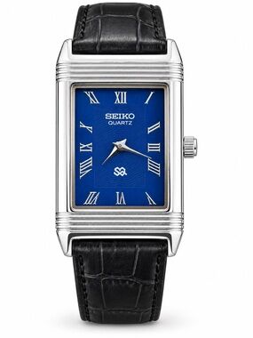 Vintage Seiko Tank watch Blue dial Silver bezel